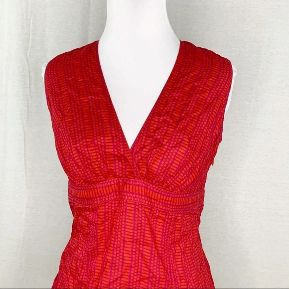 Tory Burch red and purple tie back v-neck tank top - Picture 2 of 14